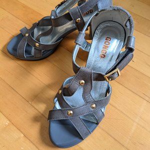 Gongo Heeled Sandals in Taupe